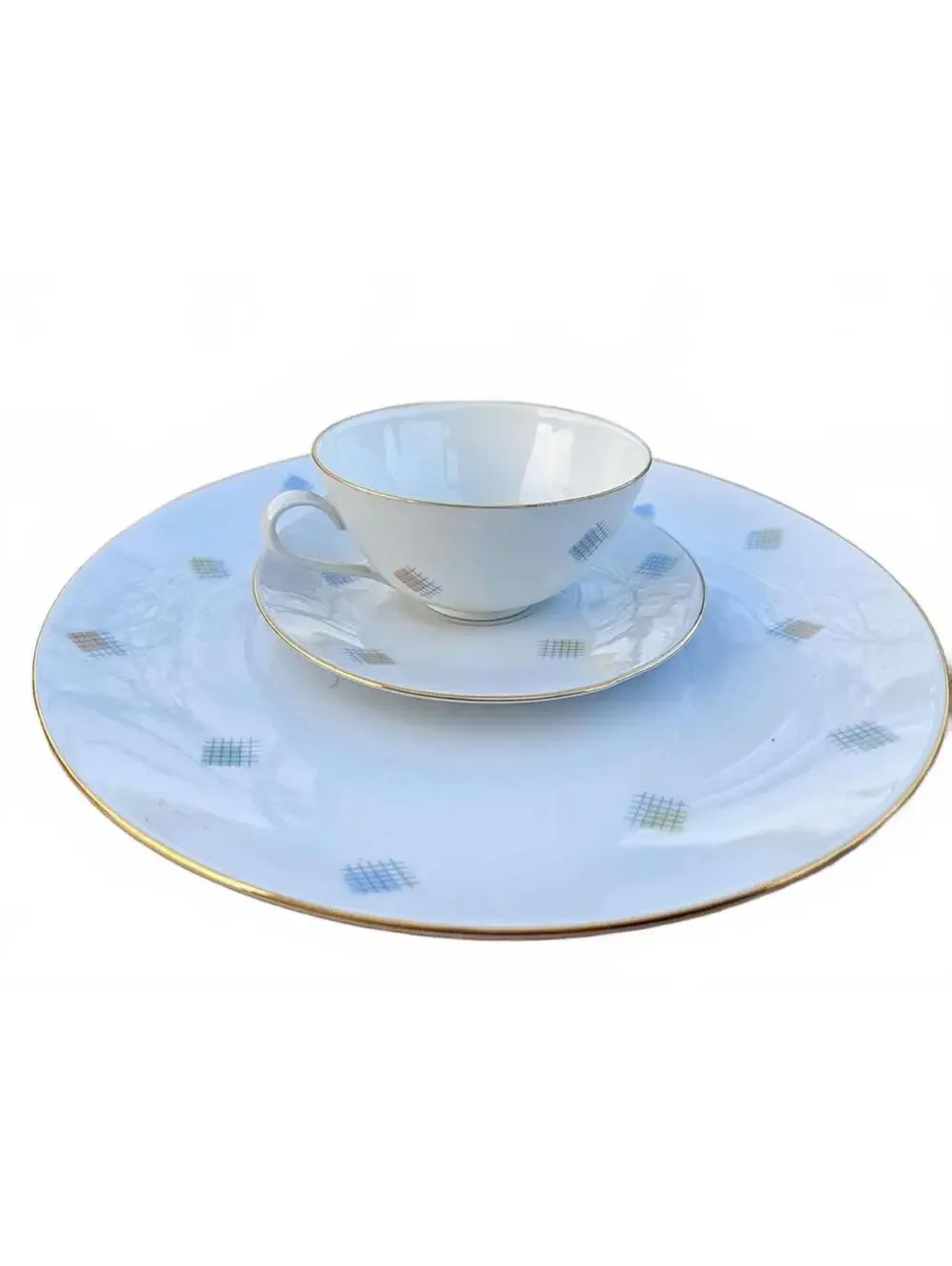Vintage Seltmann Weiden Liane 3pc Place Setting | Pastel Geometric Bavaria China